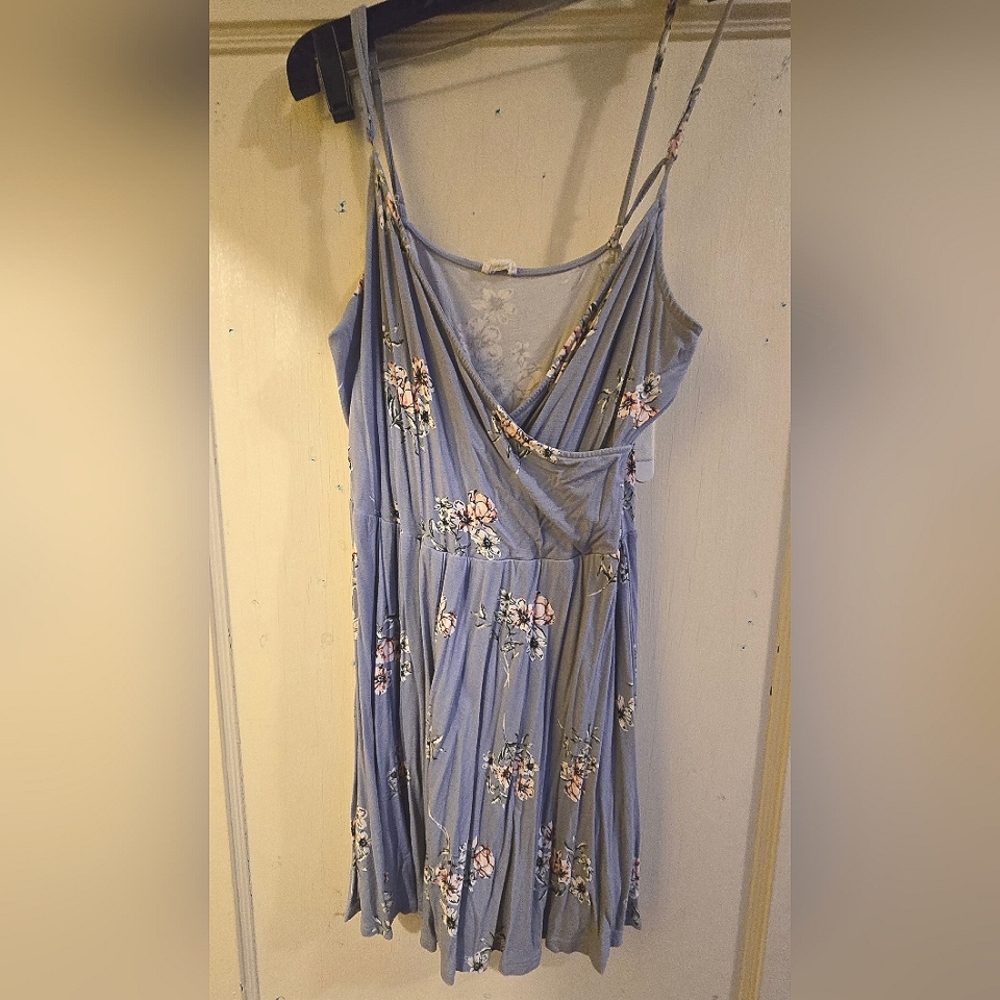 Floral Blue Sleeveless Dress